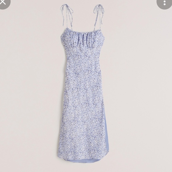 Abercrombie Faux Silk Tie-Strap Midi Dress - Picture 1 of 3